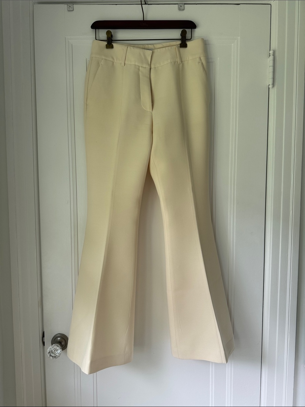 Gabriela Hearst Rhein Wool Silk Flared Pants sz 42 Cream Tailored Trousers